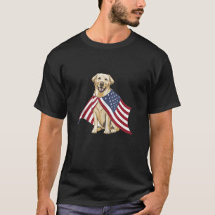 T-shirt Labrador Retriever Jaune Chien Drapeau Américain P