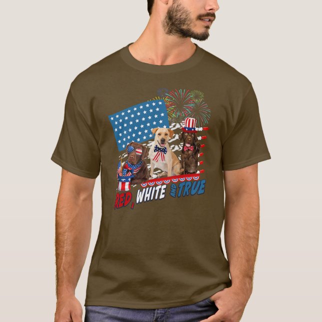T-shirt Labrador Retriever Kawaii Red White et True 4e (Devant)