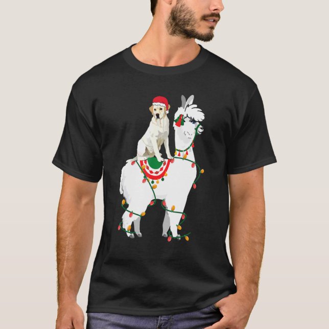 T-shirt Labrador Retriever Llama Lights Père Noël Chri (Devant)