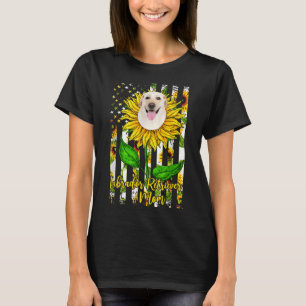 T-shirt Labrador Retriever Maman Sunflower American Flag C