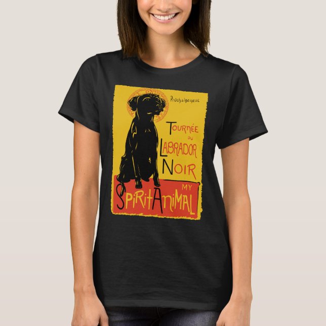 T-shirt Labrador Retriever mignon Chien Conversation Noir  (Devant)