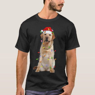 T-shirt Labrador Retriever Noël Chapeau de Père Noël Lumiè