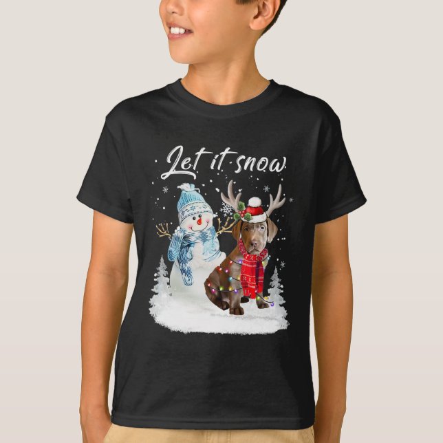 T-shirt Labrador Retriever Père Noël Chien Noël Snowman Xm (Devant)