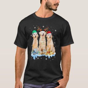 T-shirt Labrador Retriever Père Noël Lumière Chapeau Renne