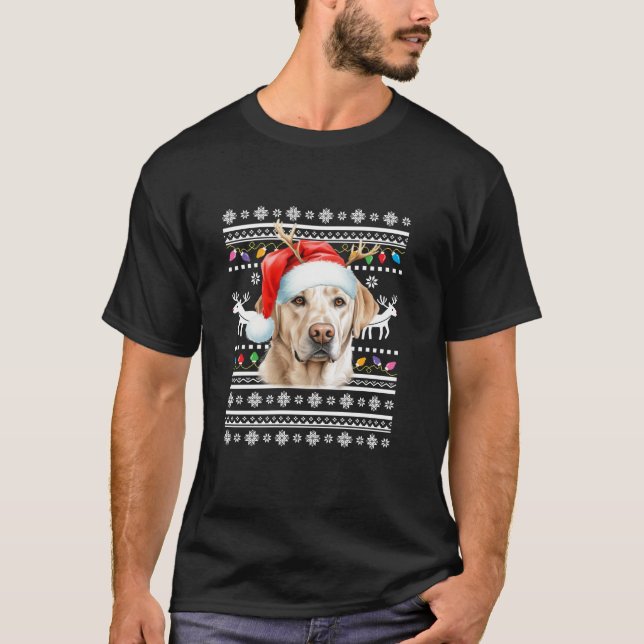 T-shirt Labrador Retriever Père Noël Lumières Noël Aimer c (Devant)