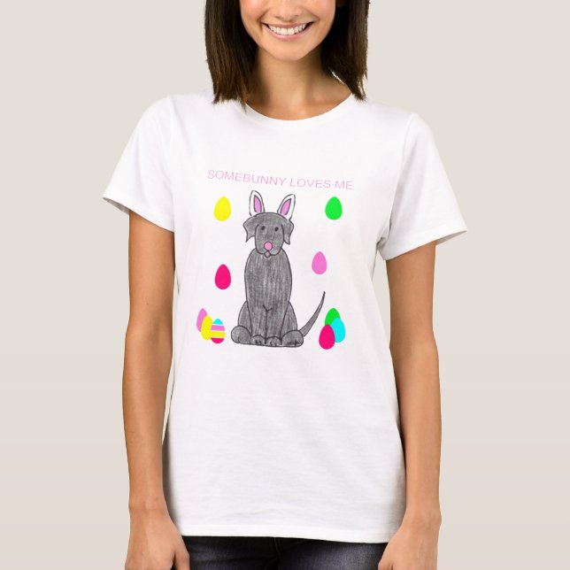 T-shirt Labrador retriever Somebunny noir m'aime (Devant)