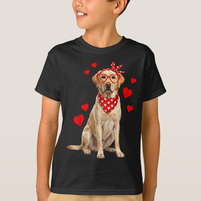 T-shirt Labrador Retriever Valentines Day Dog Lover Heart  (Devant)