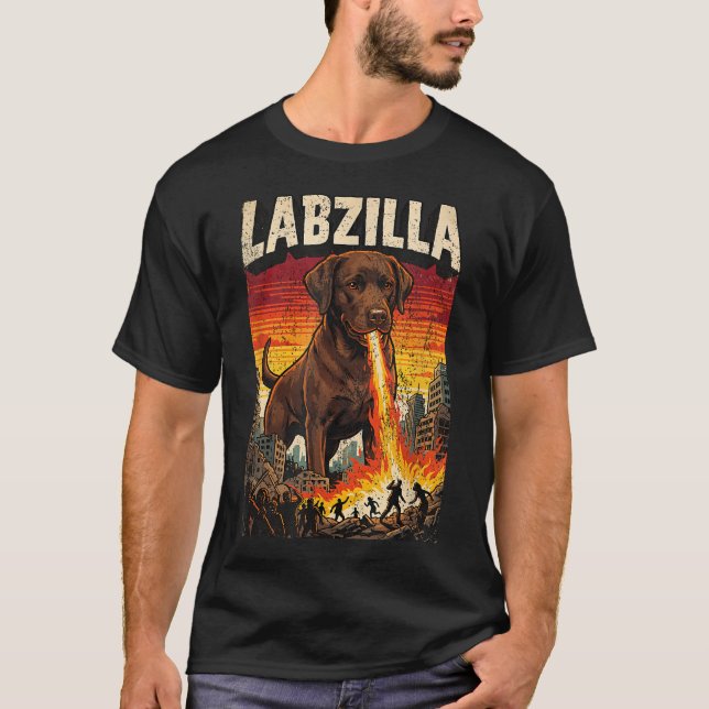 T-shirt Labzilla Géant Chocolat Retriever Labrador Dogue (Devant)