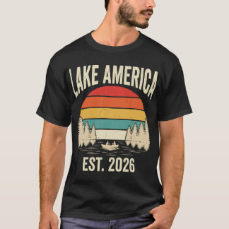T-shirt Lac Amérique Éd. 2026 Coucher de soleil vintage Gr