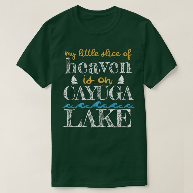 T-shirt Lac Cayuga Slice Of Heaven Finger Lakes Bateau F (Design devant)