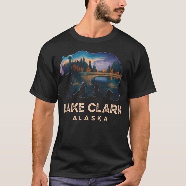T-shirt Lac Clark Alaska Ours Silhouette Faune (Devant)