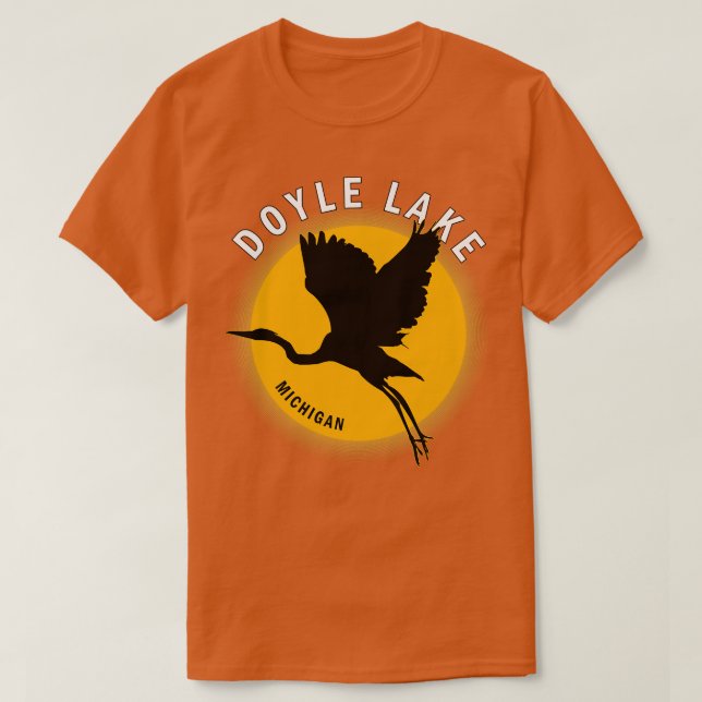 T-shirt Lac Doyle dans le Michigan Heron Sunrise (Design devant)