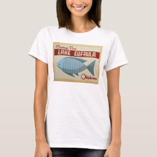 T-shirt Lac Eufaula Oklahoma Vintage voyage de poisson ble