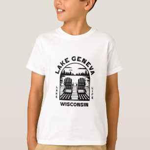 T-shirt Lac Genève Wisconsin Extérieur Vintage 3 