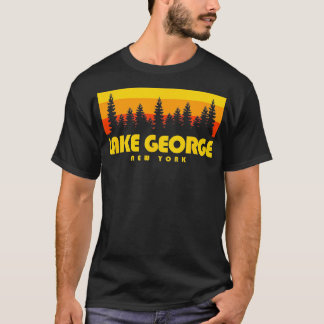 T-shirt Lac George NY Arbres rétro Lac George