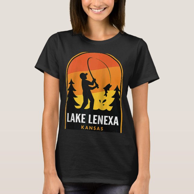 T-shirt Lac Lenexa Kansas Pêche Raglan (Devant)