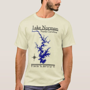 T-shirt Lac Norman Caroline du Nord Coordonnées Boussole