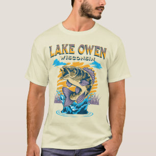 T-shirt Lac Owen Wisconsin Pêche Camping Été Vintage