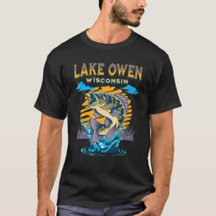 T-shirt Lac Owen Wisconsin Pêche Camping Été Vintage