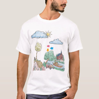 T-shirt Lac paisible avec des arbres