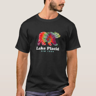 T-shirt Lac Placid NY Adirondacks Camping Bear Tie Dye