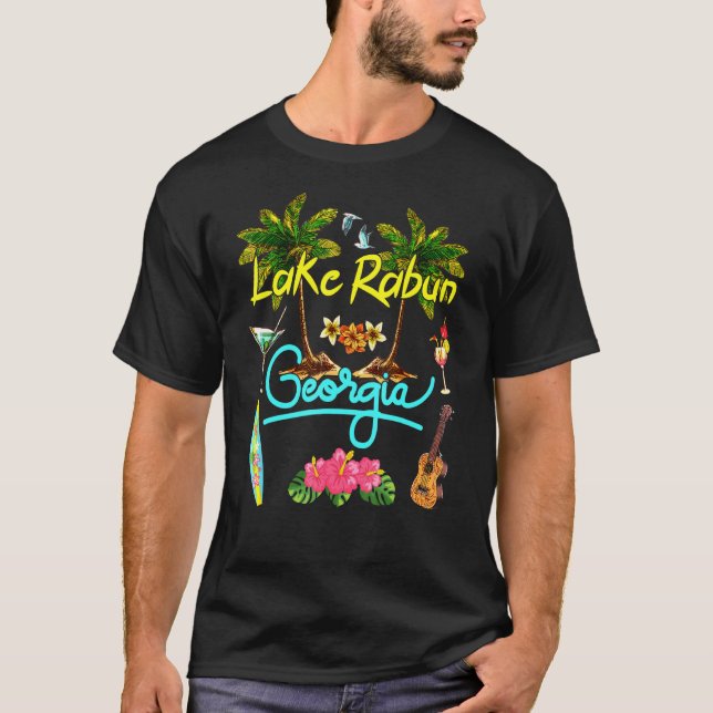 T-shirt Lac Rabun Georgia Beach Summer Palm Surf Sun Set (Devant)