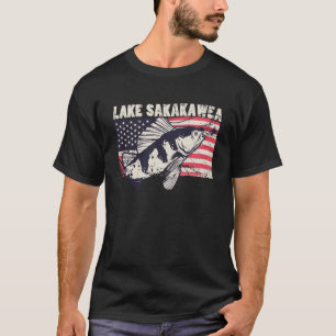 T-shirt Lac Sakakawea Drapeau américain Patriotique pêche