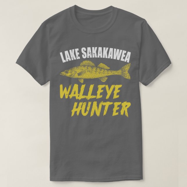 T-shirt Lac Sakakawea Walleye Hunter (Design devant)