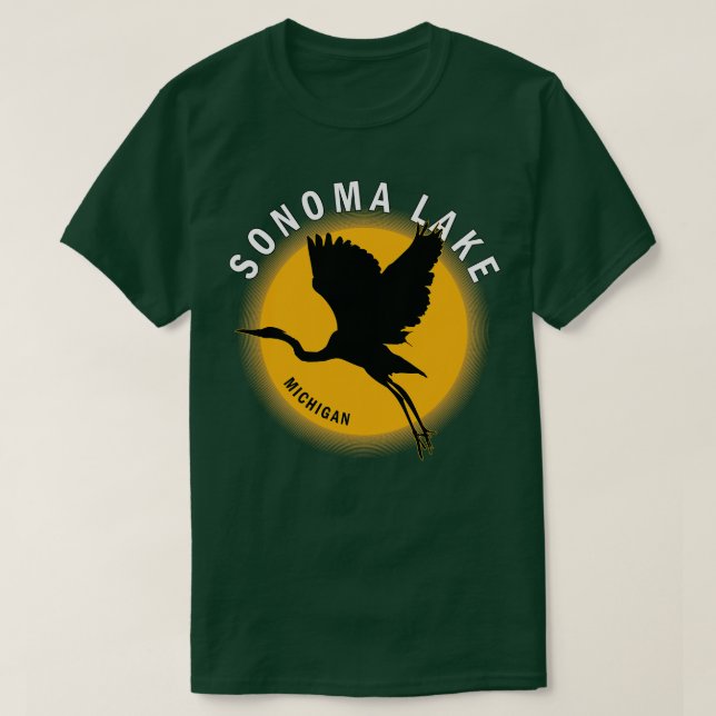 T-shirt Lac Sonoma dans le Michigan Heron Sunrise (Design devant)