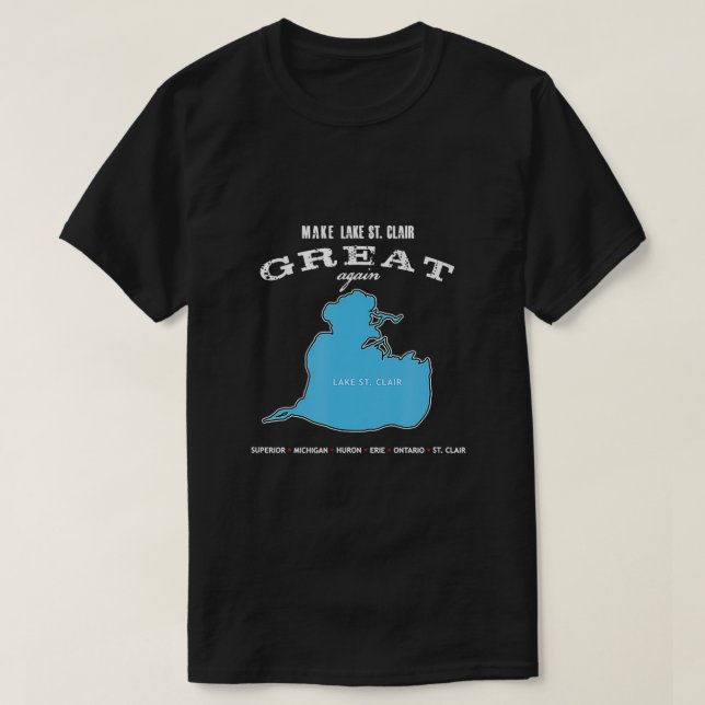 T-shirt Lac St Clair Pêche Voile Bateau Michigan Somme (Design devant)