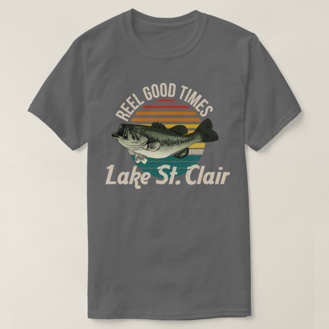 T-shirt Lac St Clair Reel Bon Temps Lacs Fisherman Vint (Design devant)
