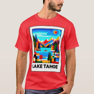 T-shirt Lac Tahoe Cubism Art unique Géométrique Lac Tahoe
