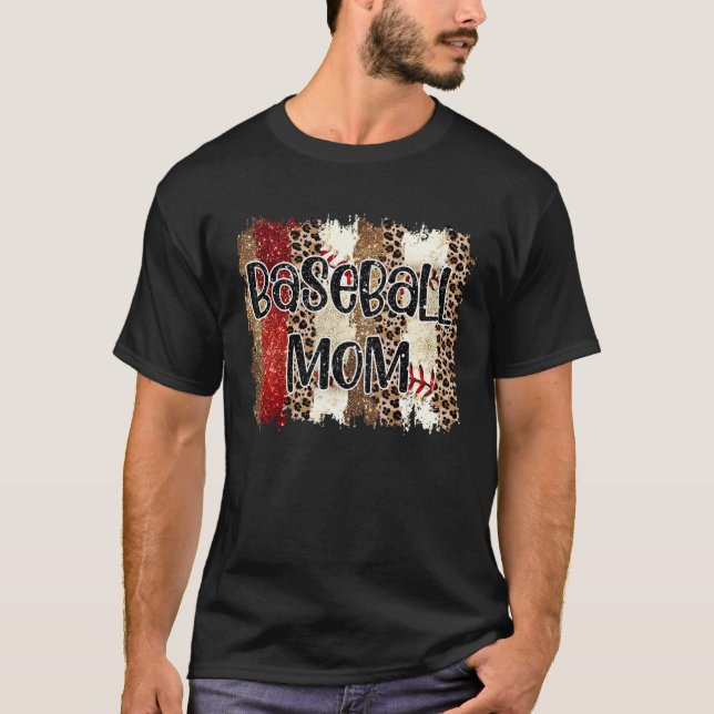 T-shirt Laces de base-ball Leopard Maman Bleu Leopard Base (Devant)