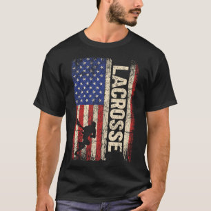 T-shirt Lacrosse American US Drapeau Sport Équipe Joueurs