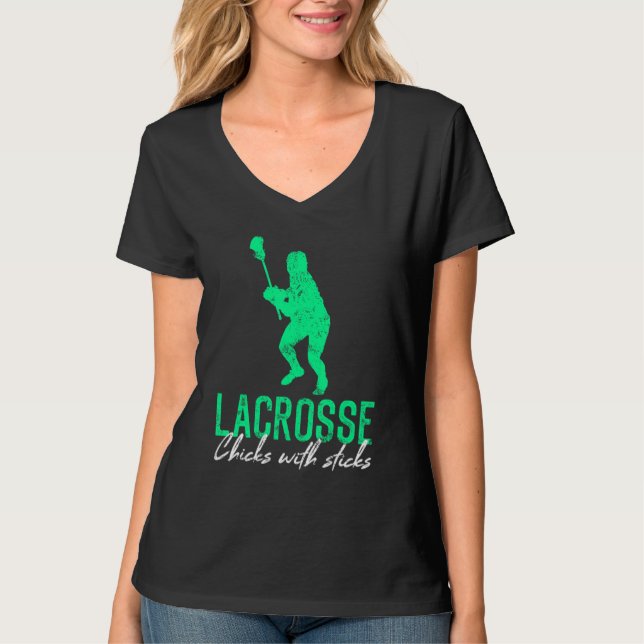 T-shirt Lacrosse Chicks With Sticks Lacrosse Women (Devant)