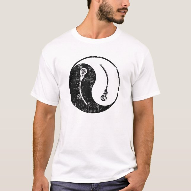 T-shirt Lacrosse de Yin Yang - style vintage (Devant)