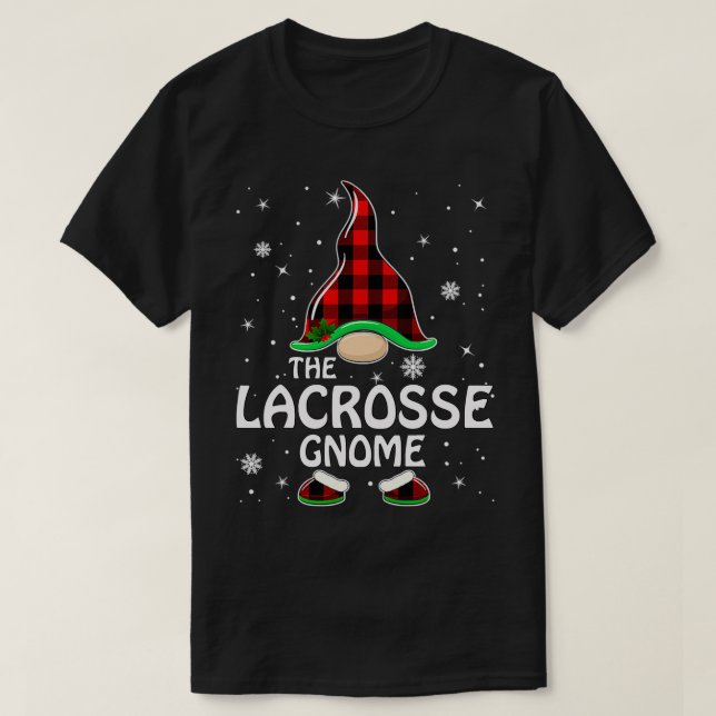 T-shirt Lacrosse Gnome Buffalo Plaid Matching 3 (Design devant)