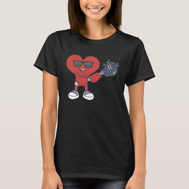 T-shirt Lacrosse Heureuse Sainte-Valentin Coeur Amour Mari (Devant)