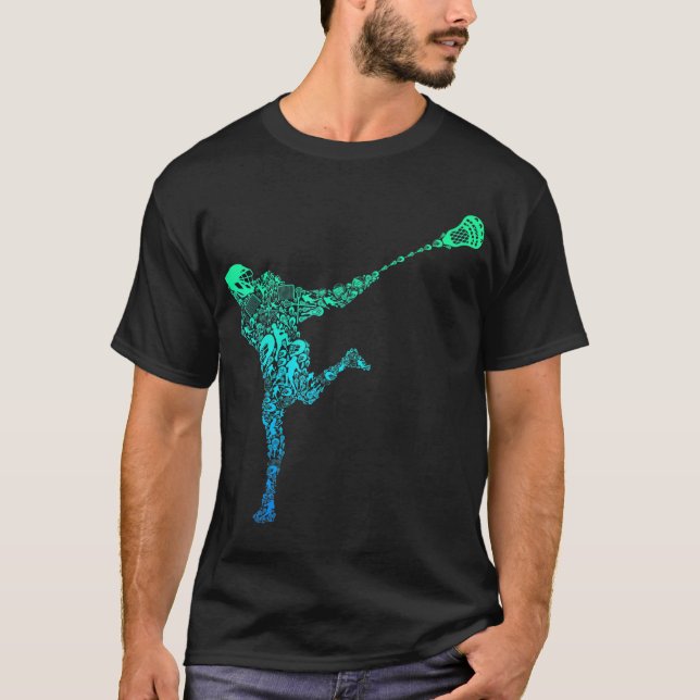 T-shirt Lacrosse Joueur Jeunes Hommes Enfants Garçons (Devant)