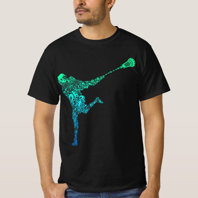 T-shirt Lacrosse Joueur Jeunes Hommes Enfants Garçons (Devant)