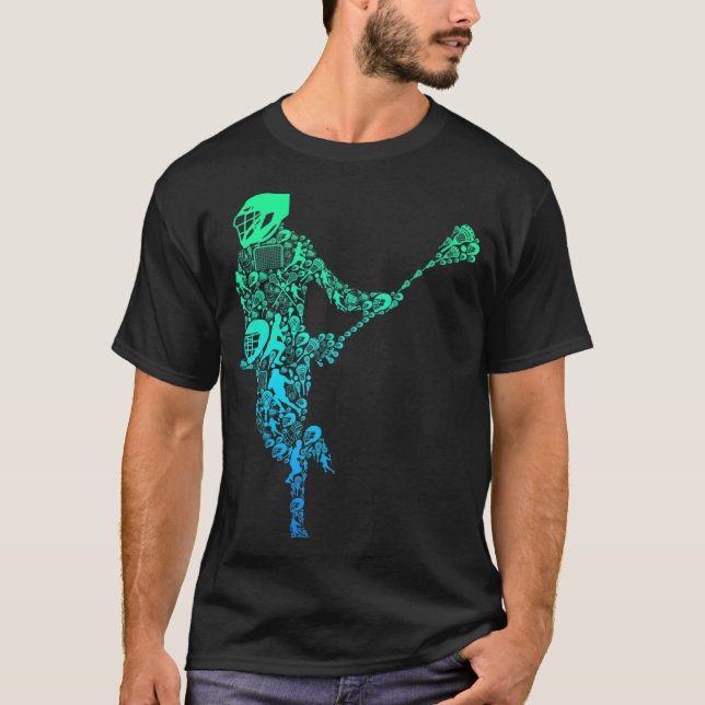 T-shirt Lacrosse Joueur Jeunes Hommes Garçons Enfants  (Devant)
