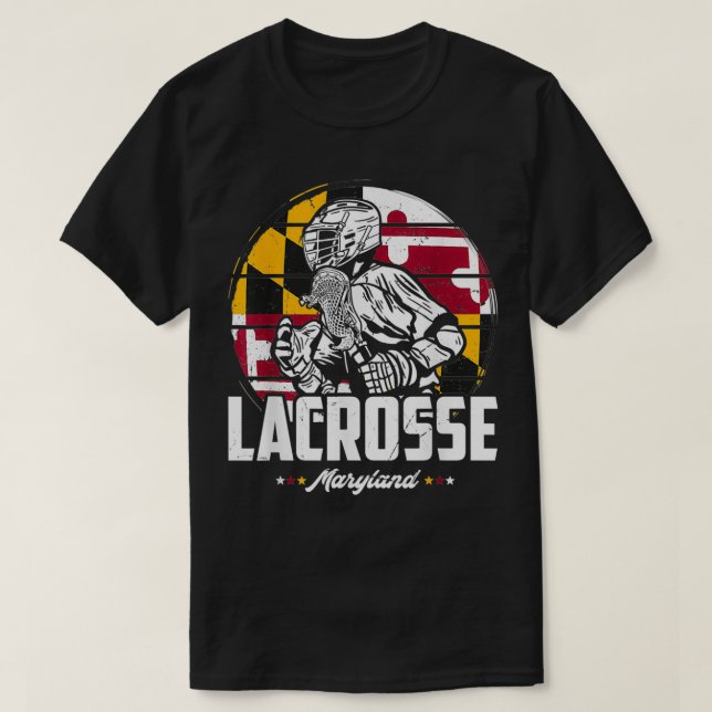 T-shirt Lacrosse Joueur Maryland Drapeau Lax rétro (Design devant)