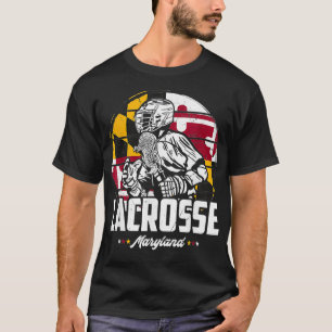 T-shirt Lacrosse Joueur Maryland Drapeau Lax rétro
