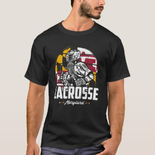 T-shirt Lacrosse Joueur Maryland Drapeau Lax Retro