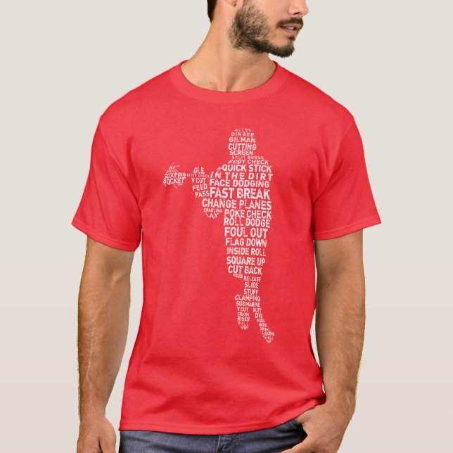 T-shirt Lacrosse Player Word Art (Devant)