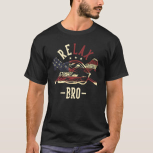 T-shirt Lacrosse Relax Bro Us Drapeau Baguettes De Crosse