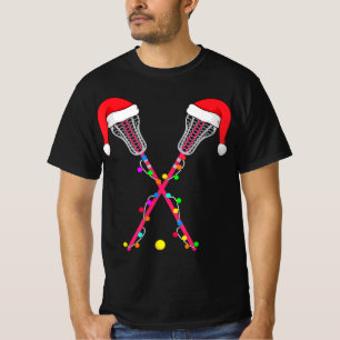 T-shirt Lacrosse Santa Hat Noël Lumières Amusants Sport No