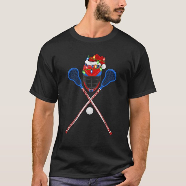 T-shirt Lacrosse Sports Amoureux Xmas Santa Hat Lacrosse C (Devant)