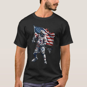 T-shirt Lacrosse US Drapeau Lacrosse Lacrosse Casque bâton