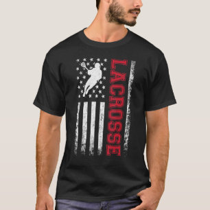 T-shirt Lacrosse Usa Drapeau Lax Hommes Femmes Garçons F